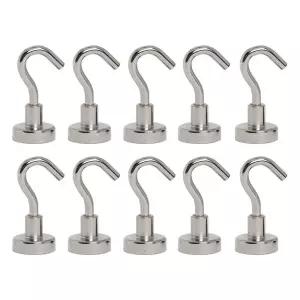 초강력 네오디움 고리자석 후크 16mm 실버 1SET(10P)/자석/현관/냉장고/마스크/걸이/고리/벽걸이/옷걸이