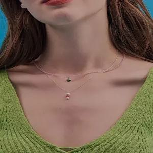 [로아주][silver925]SNOW COLOR NECKLACE_PINK