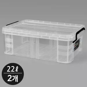 지오리빙 레오박스 다용도정리함 투명 리빙박스 수납 공간 정리함 220(22L) 2개
