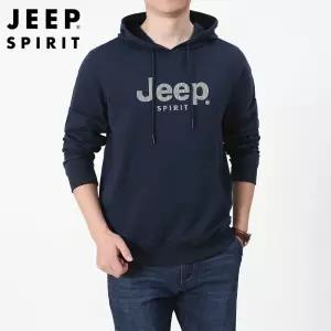 JEEP SPIRIT 봄 가을 운동복 긴팔 후드 풀오버 남성 캐주얼 후드 티셔츠