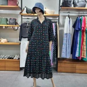 베네통/애플아울렛/애니멀 패턴 밑단 자수 포인트 롱 원피스/BAOPA5541