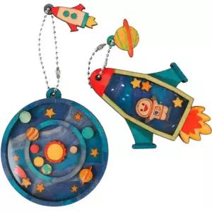 MDF 태양계 우주선 쉐이커 키링 가방걸이 만들기 초등 5개 크리스마스선물 장난감 놀이 DIY