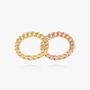 14K 18K 할로우 면 체인 금 반지