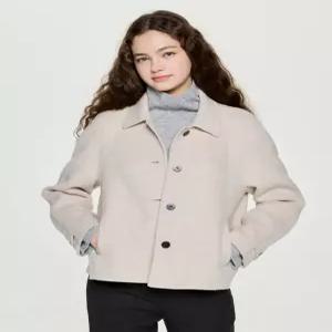 헤지스 여성 캐시미어 블렌디드 발마칸 핸드메이드 숏코트 아이보리 HSCO5D903I2