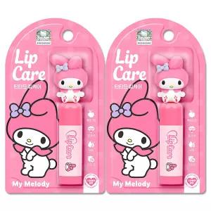 산리오 어린이 캐릭터 피규어 립케어 4.5g 복숭아향 핑크색 마이멜로디 립밤 2개