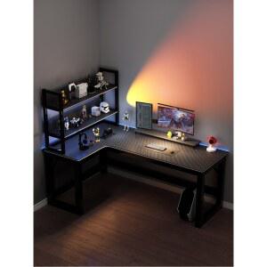 모서리 ㄱ자책상 코너 1200mm 120x80x184 공부 책장 흰색 블랙프레임 공간활용