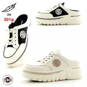 [경량 301g 키커보이는 속굽포함 6.5cm] 가볍고 발등편한 밴딩끈 여성 뮬블로퍼 스니커즈 키높이 통굽 운동화 NGS S-938