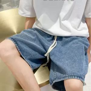 남성 오버핏 5부 청데님 반바지 XL~3XL 통큰 일자핏 루즈핏 청 반바지