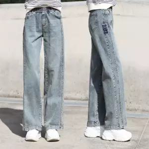 동대문스타일 여자청바지 빈티지 절개라인 스판 와이드핏 밴딩 데님 COF5-3A