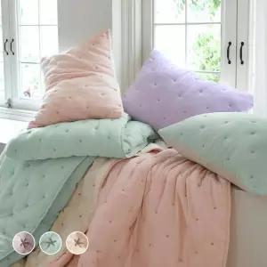 복숭아 감촉! 플로리 자수 무소음 간절기 차렵이불 Q