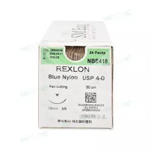 SMEng 봉합사 렉스론 블루 나일론 Rexlon 4-0 18mm 50cm 3/8c , 24개입 NBE418 (NB434)