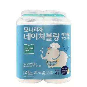 모나리자 네이처블랑 키친타월 150매x4롤, 1개 키친타올 무형광 천연펄프