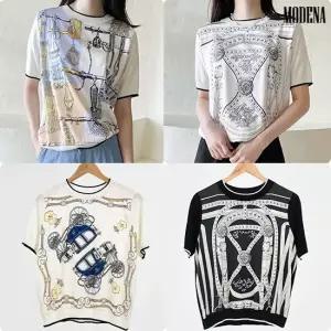 [신상특가] G.모데나 실크 나염 배색 니트