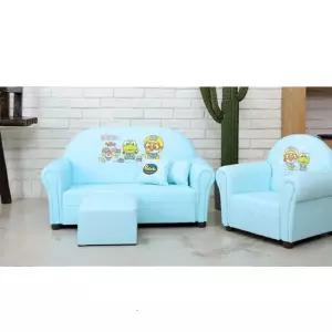뽀로로 2인용 유아쇼파 파스텔 블루 프리미엄 PU 소파 국내생산