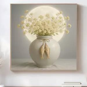 돈들어오는 명태 달항아리 그림 감성 꽃 액자 거실 풍수