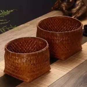 대나무 차 바구니 수납 보관 일본 찻잔 과일 보관함