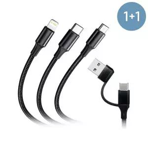 엠피지오 3in1 케이블 C타입 5핀 라이트닝 아이폰 8핀 C to USB 멀티 충전 케이블 120cm