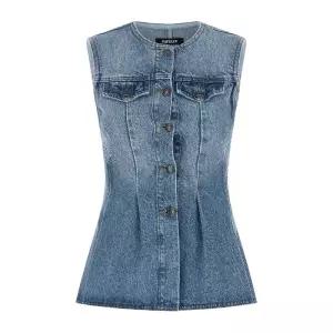 슬리브리스 플레어 데님 탑 1151671321 1321