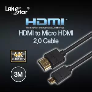 HDMI to Micro HDMI 2.0 케이블 3m/필터/듀얼/AV/연결/디지털/싱글/변환기/일체형/아날로그/그래픽/초슬림