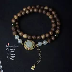 침향팔찌 녹색 대추 아가우드 6mm 더블 서클 수제 팔찌 불교 구슬 디자인 스타일 주얼리