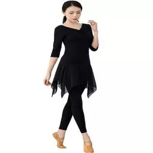 성인발레복 빅사이즈 무용복 연습복 발레복 라인댄스 반팔 셔링 상의 여성 댄스 핑크 취미