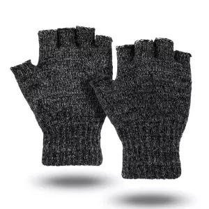 Illinois Glove Company 핑거리스 래그 울 장갑, 미국산 스타일 353 (차콜) (블랙-그레이, 스몰)