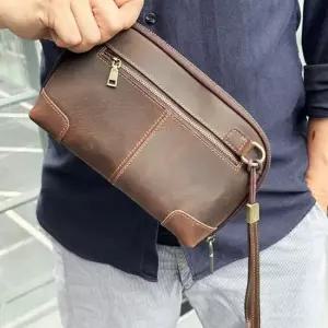 클러치백 빈티지 가죽 남자 클러치 파우치 가방 커피