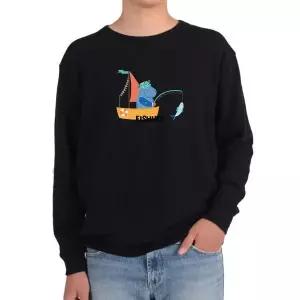 [하프클럽/]맨투맨 하마가 낚시해요 눈감고도 잡아요 편안한 밤그림 모든사