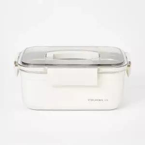[롯데백화점]스틸웍스 스틸웍스 클리어 스테인리스 스틸 밀폐용기 직사각 오트밀 3.5L