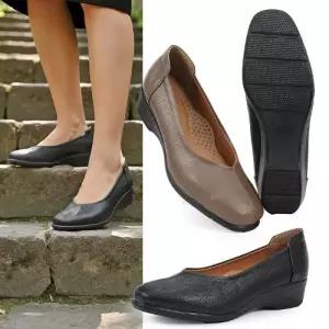 여성 슬립온 컴포트 단화 통굽 4cm 쿠션 블랙 브라운 구두