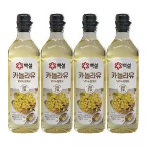 CJ제일제당 백설 카놀라유 900ml 4개 / 써클