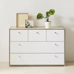 [착불]가온리빙 라노 모듈가구 미드센츄리 수납 서랍장 1000x400x680, 3단, 화이트