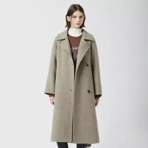 [롯데백화점]씨씨콜렉트 헤링본 벨티드 하이넥 롱 코트 C254MSG534