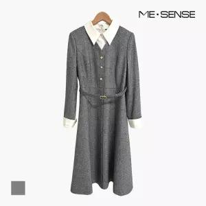 배색카라 벨티드 플레어 원피스_MB4YOPM183A