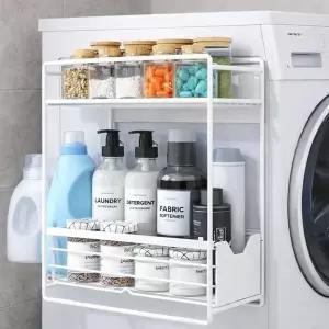 세탁기 옆 자석선반 바구니 세탁실 정리대 철제 틈새 슬림 수납 슬라이딩
