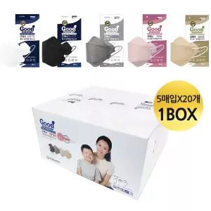국산 굿매너 황사 방역 칼라 마스크 KF94  5매입X20개 1박스 성인용화이트