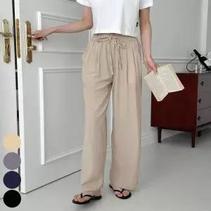 [라일리여성의류] Rly 밴딩 슬랙스 여름 핀턱 와이드 통바지 투턱 여자