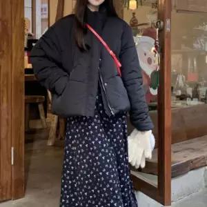 [라일리여성의류] Rly 무광 반하이넥 더블지퍼 숏패딩 점퍼