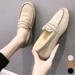 [라일리] Rly 털 스웨이드 겨울 여자 신발 퍼 로퍼 편한 단화