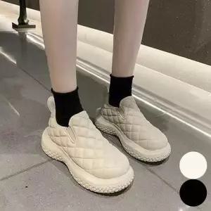 [라일리] Rly 겨울 안감 퀼팅 슬립온 여자 기모 통굽 단화 신