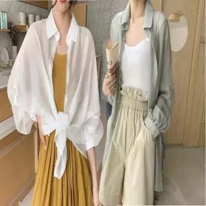 [라일리여성의류] Rly 쉬폰 블라우스 남방 시스루 얇은 셔츠 가오리핏