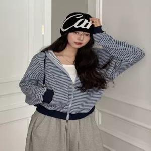 [제작] [아방핏] 대니얼 리얼루즈 스트라이프 후드 집업 86372 빅사이즈 여성의류