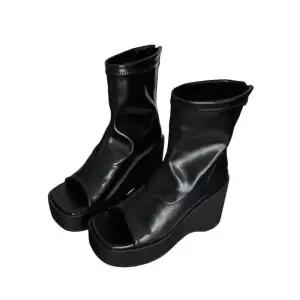 여성토오픈부츠 11센치 키높이 봄 앵클 데일리 앵글 여름 오픈토 여성 통굽 부츠 샌들