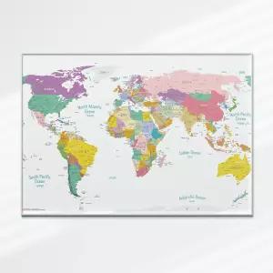 세계지도 데코 한글 포스터 (추가미니지도포함) - 인테리어 대형 여행 보기 고화질