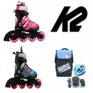 K2 에디/루미프로 아동인라인 5단계 사이즈조절 가방+보호대+헬멧[풀]