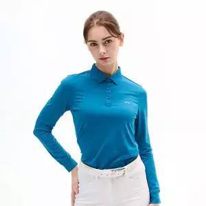 [하프클럽/루이까스텔]여성 카라 로고 배색 솔리드 긴팔 티셔츠