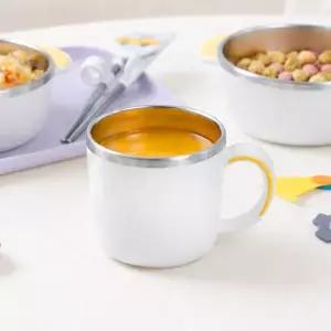 [키친유]유아 아기 한손컵 논슬립 흘림방지 국산 스텐 손잡이 물컵 키즈 어린이 유치원 양치컵