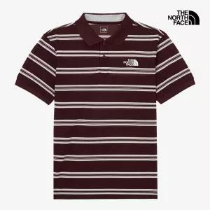 [매장판] 노스페이스 남성 쿨맥스 라인 반팔 폴로 스트라이프 티셔츠 와인 NT7PR13C
