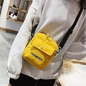 여행용 캔버스 미니 백팩 키즈폰 휴대폰 미니 크로스백 휴대폰가방 머스타드 화이트 블랙 3종