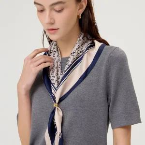 [백화점정품] 닥스 실크100% 네이비 체인패턴 링세트 여성용 고급 선물 스카프